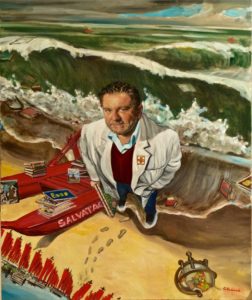 Enrico Robusti, A. raccoglie ossi di seppia. Olio su tela, 2018. Collezione privata