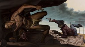 Nicola Verlato, Cave 6 (clash of civilizations). Olio su tela, 2018
