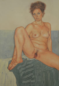 Riccardo Mannelli, Sono una donna. Ammazzami (G.). Pittura su cotone, 2015