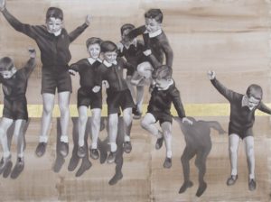 Barbara Nahmad, Jump. Olio e oro su tela, 2015