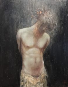 Agostino Arrivabene, Olos-Caustos. Encausto su tavola, 45x35 cm, 2020